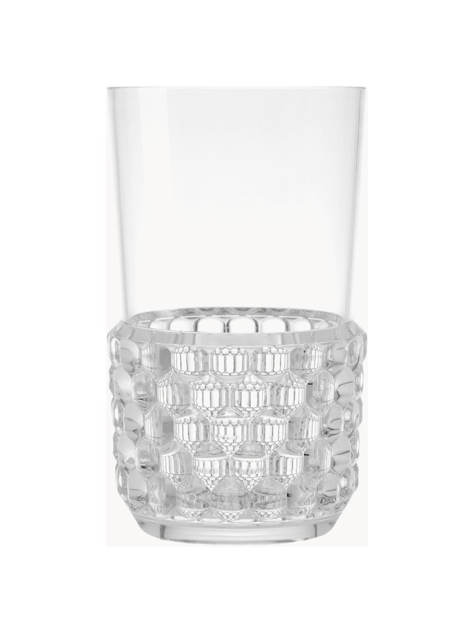 Waterglazen Jellies met structuurpatroon, 4 stuks, Kunststof, Transparant, Ø 9 x H 15 cm, 600 ml