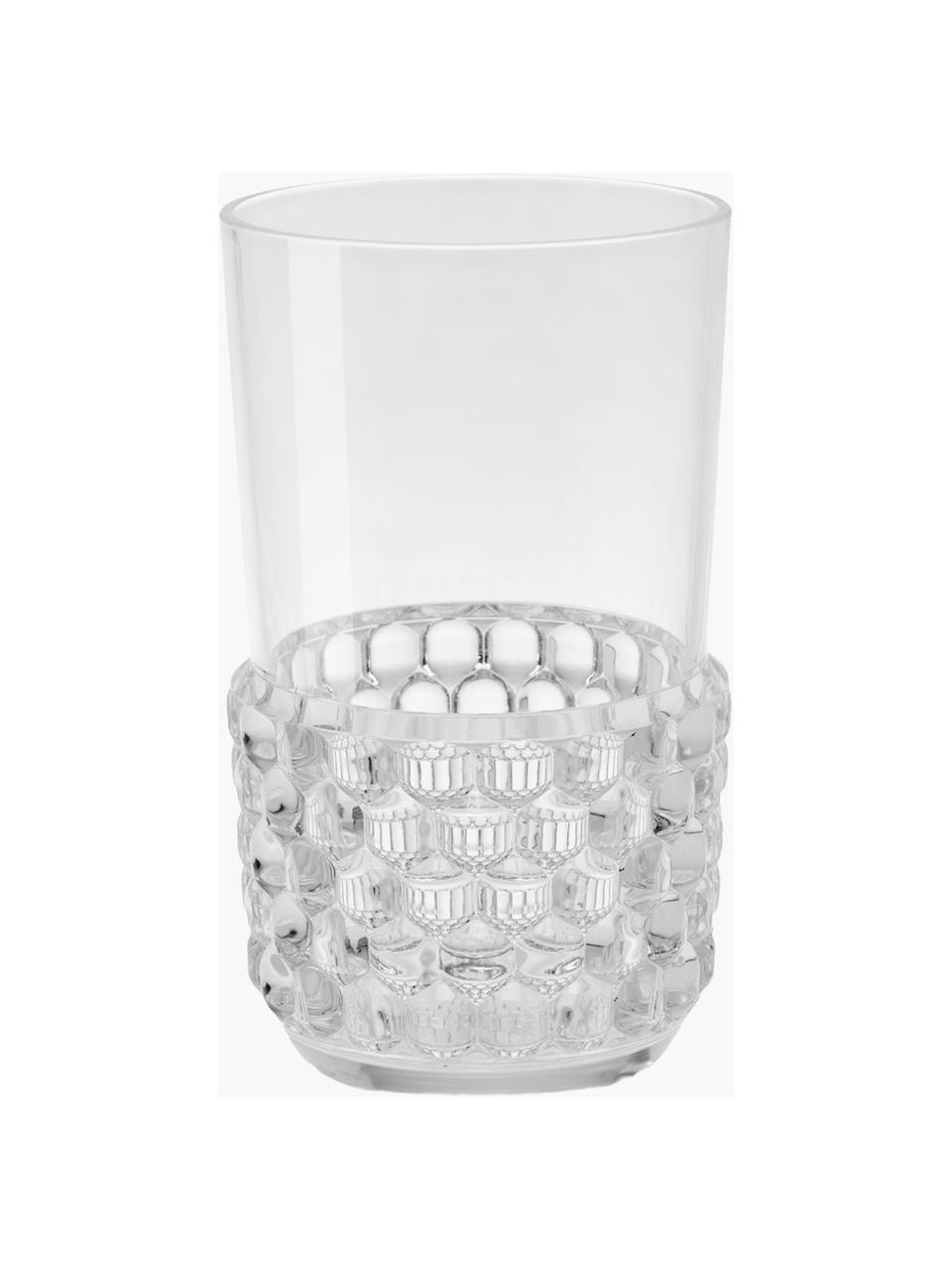 Wassergläser Jellies mit Strukturmuster, 4 Stück, Kunststoff, Transparent, Ø 9 x H 15 cm, 600 ml