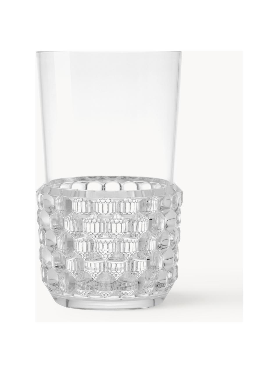 Poháre na vodu so štruktúrovaným vzorom Jellies, 4 ks, Plast, Priehľadná, Ø 9 x V 15 cm, 600 ml