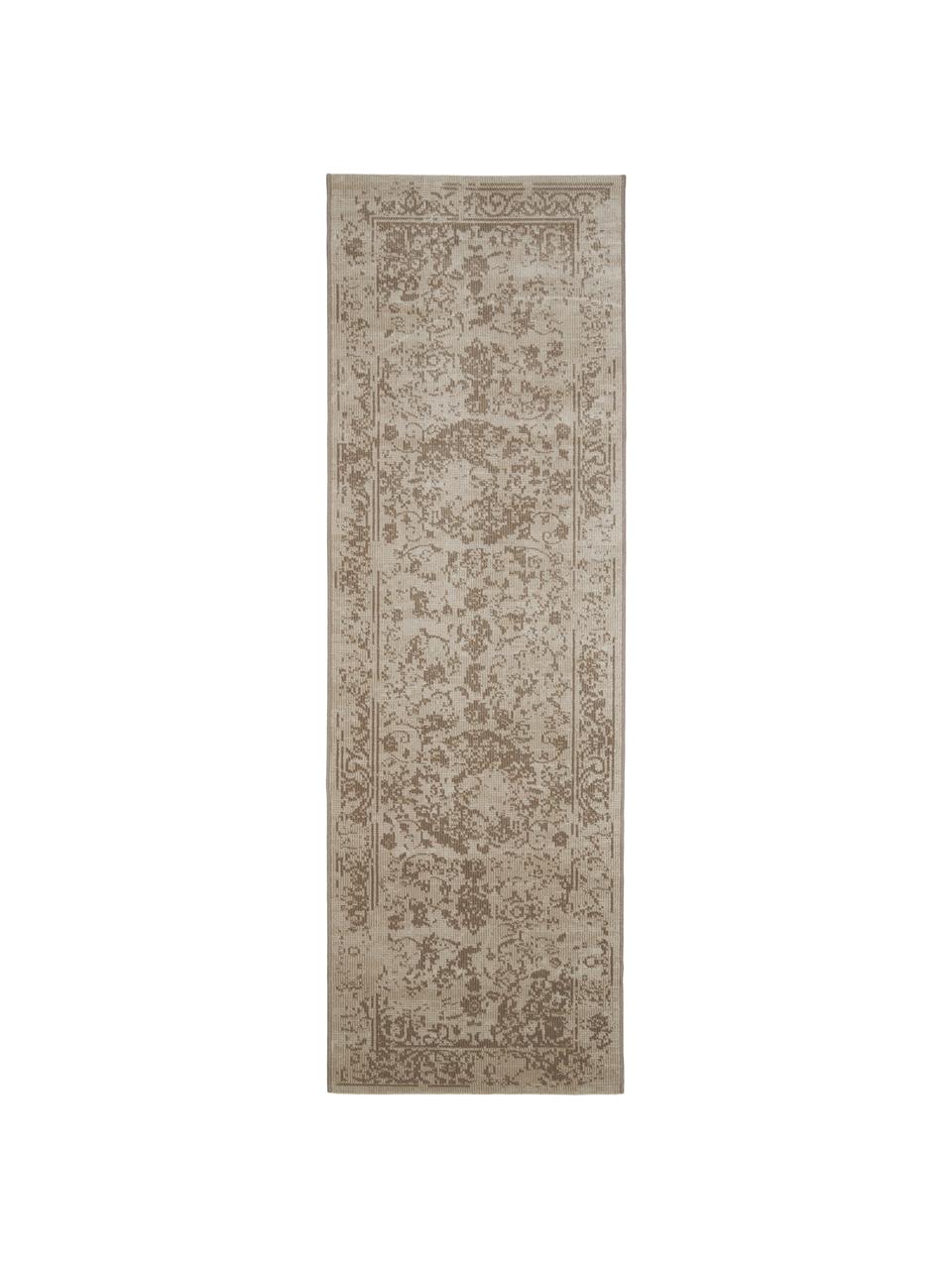 Alfombra corredor de interior/exterior Zadie, estilo vintage, 100% polipropileno, Tonos beige estampado, An 80 x L 250 cm