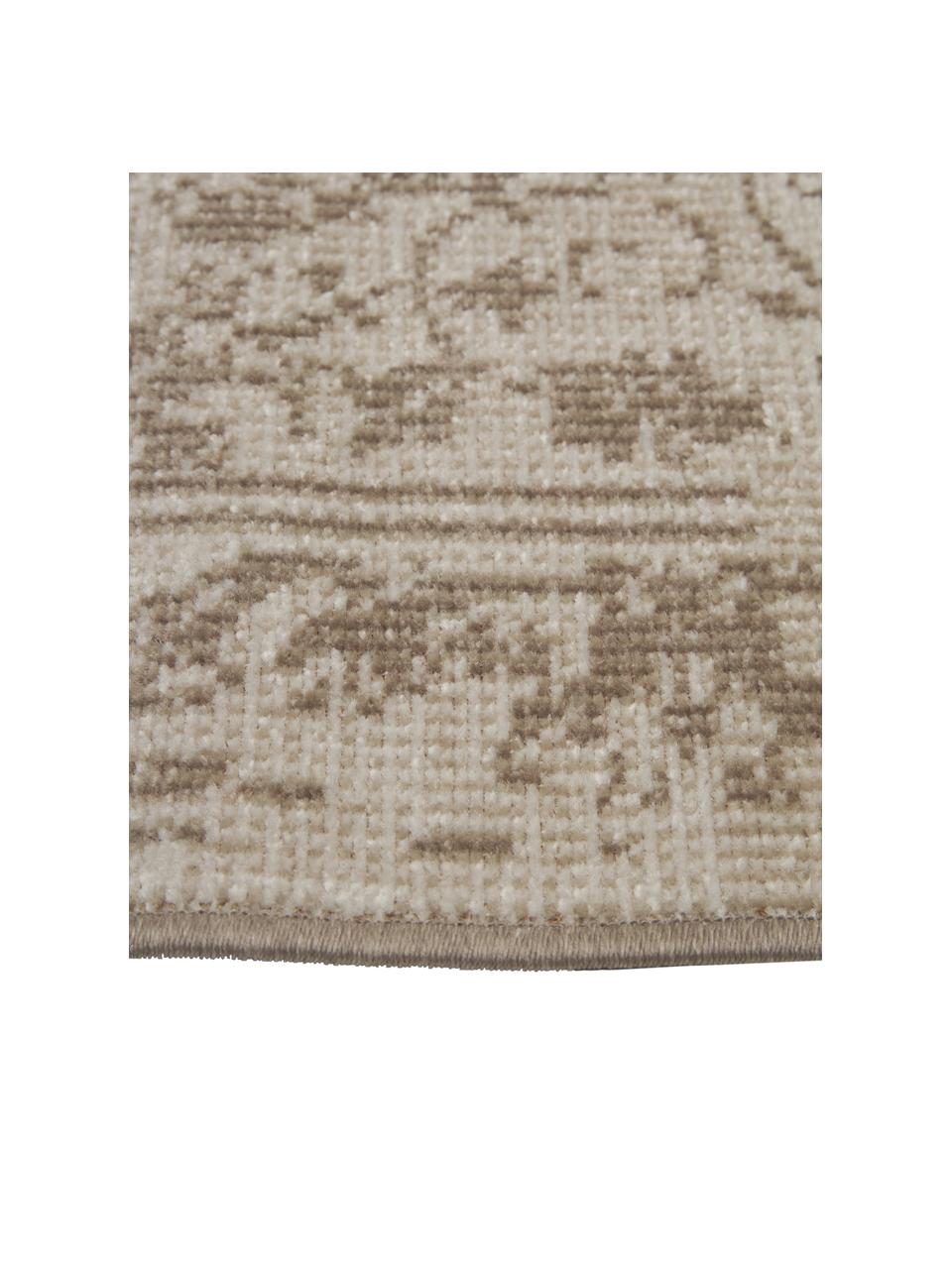 Tapis d'entrée beige extérieur / intérieur style vintage Dana, 100 % polypropylène, Tons beiges, imprimé, larg. 80 x long. 250 cm