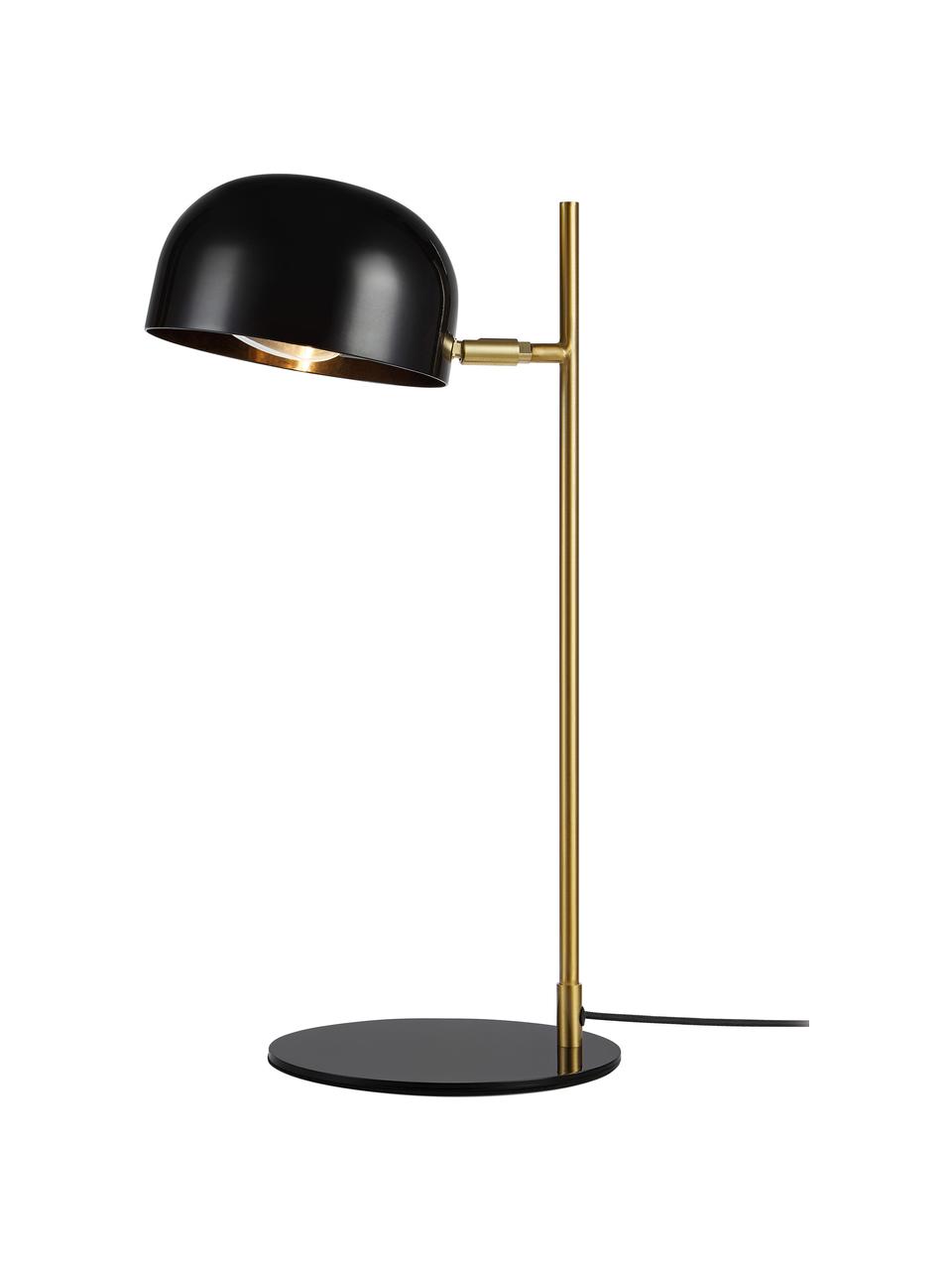 Moderne Schreibtischlampe Pose in Schwarz/Goldfarben, Lampenschirm: Metall, beschichtet, Schwarz, Goldfarben, T 29 x H 49 cm