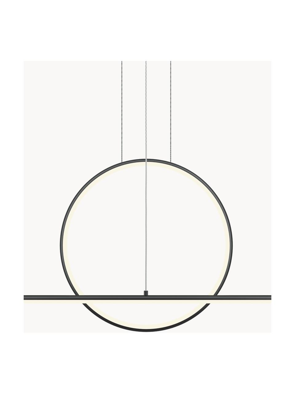 Stmievateľné závesné LED svietidlo Halo, Potiahnutý hliník, Čierna, Š 143 x V 64 cm