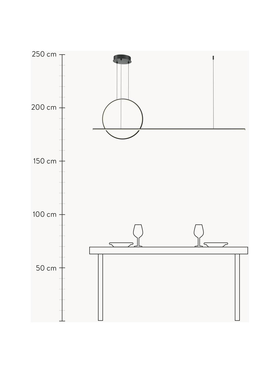 Dimmbare LED-Pendelleuchte Halo mit Farbwechsel und Fernbedienung, Aluminium, beschichtet, Schwarz, B 143 x H 64 cm