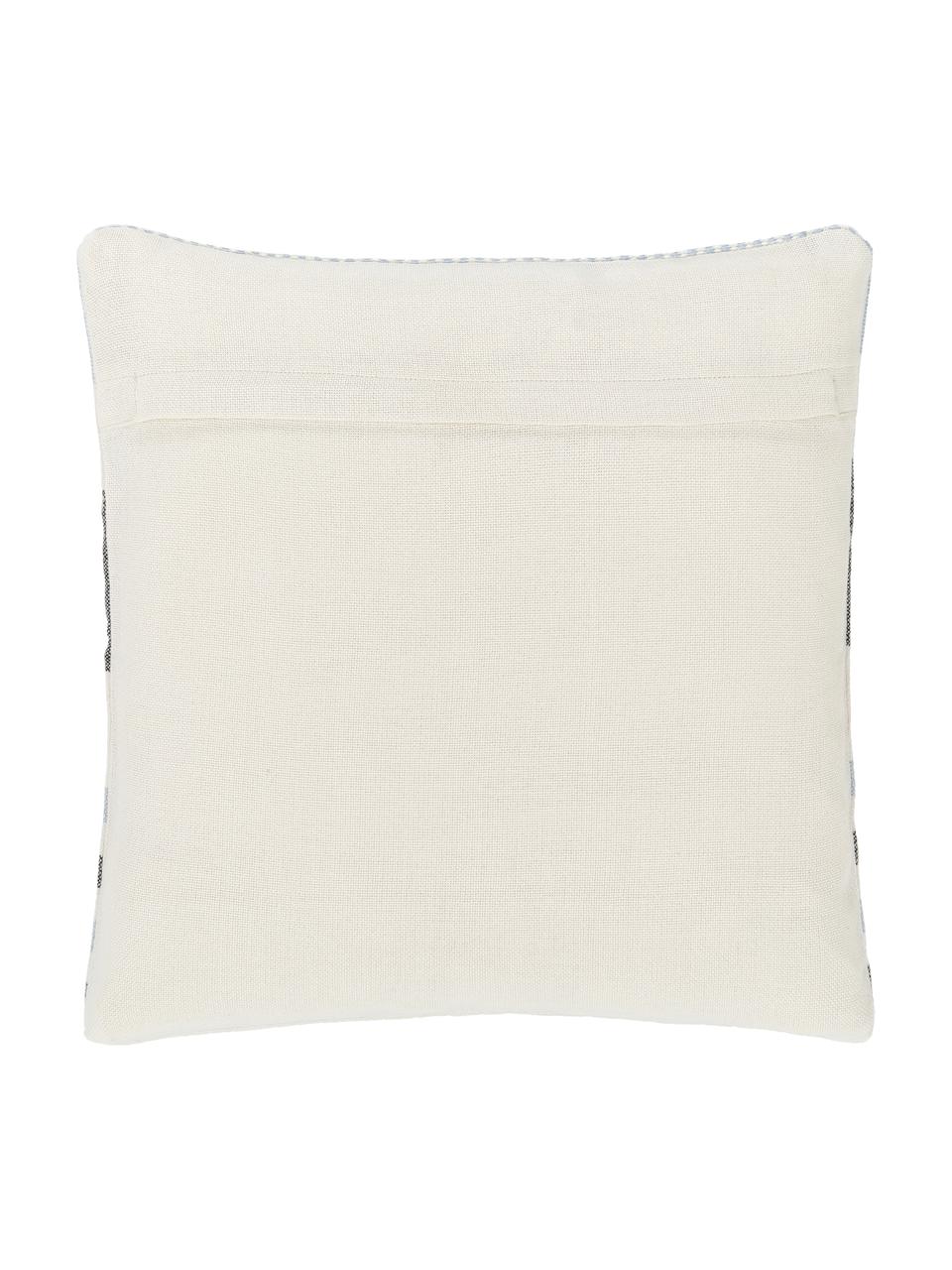 Housse de coussin 45x45 Lines, 100% polyester recyclé, certifié GRS (Global Recycled Standard), Bleu, blanc, larg. 45 x long. 45 cm