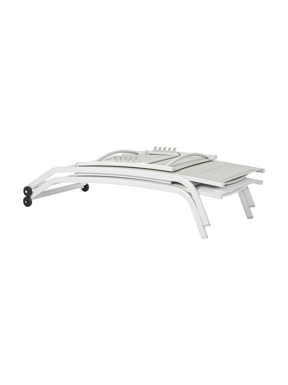 Lettino da giardino Cleo, Rivestimento: 100% poliestere, Struttura: alluminio verniciato a po, Grigio chiaro, Lung. 192 x Larg. 61 cm