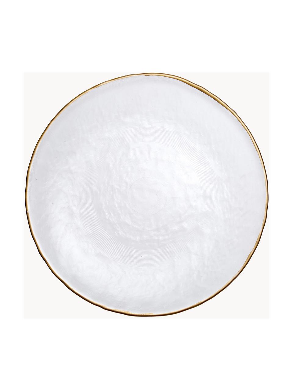 Assiette creuse en verre contour dore, D20,5x6CM