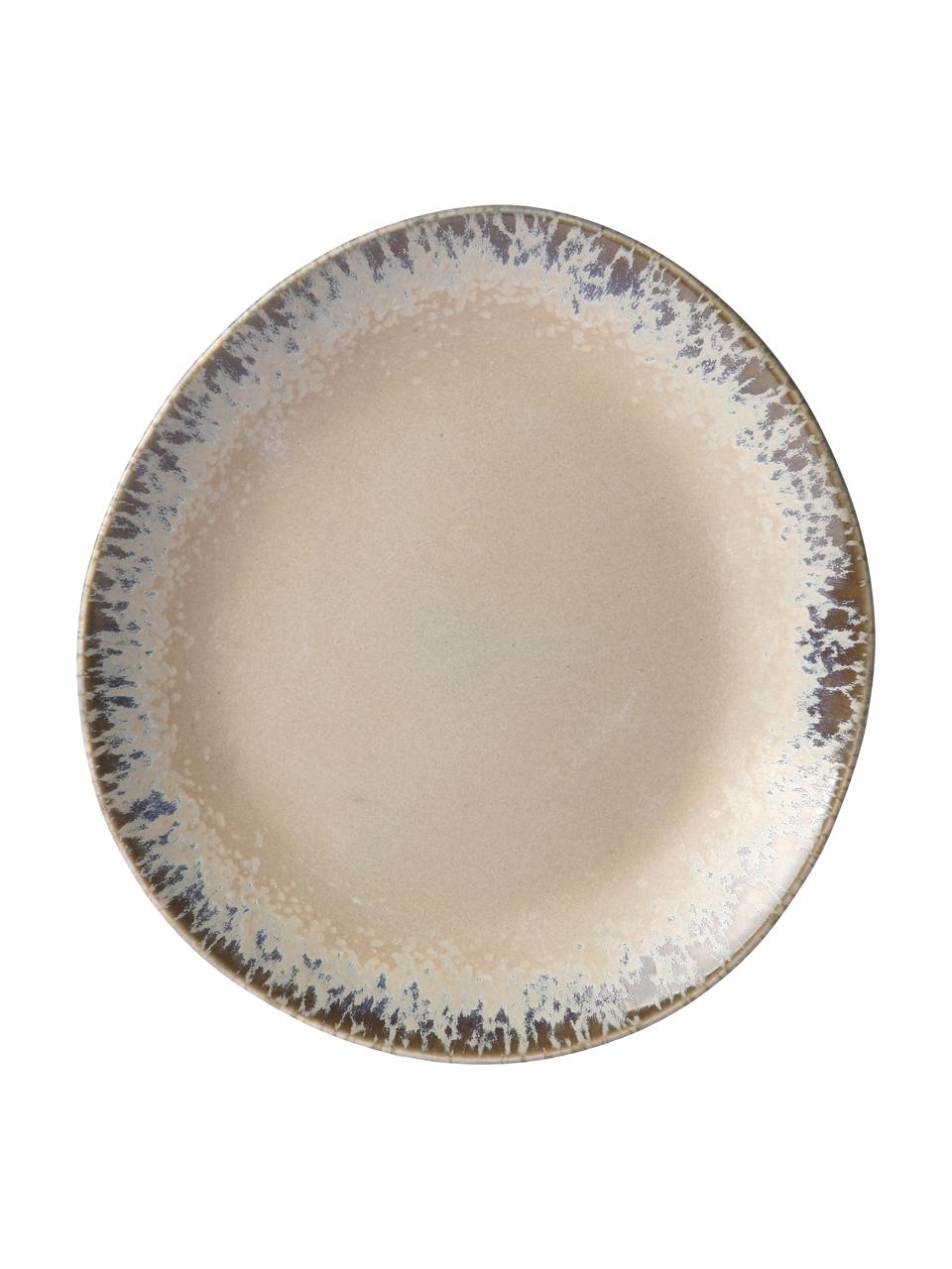 Ručne vyrobený raňajkový tanier 70's, 2 ks, Kamenina, Béžová, sivá, Ø 22 x V 2 cm