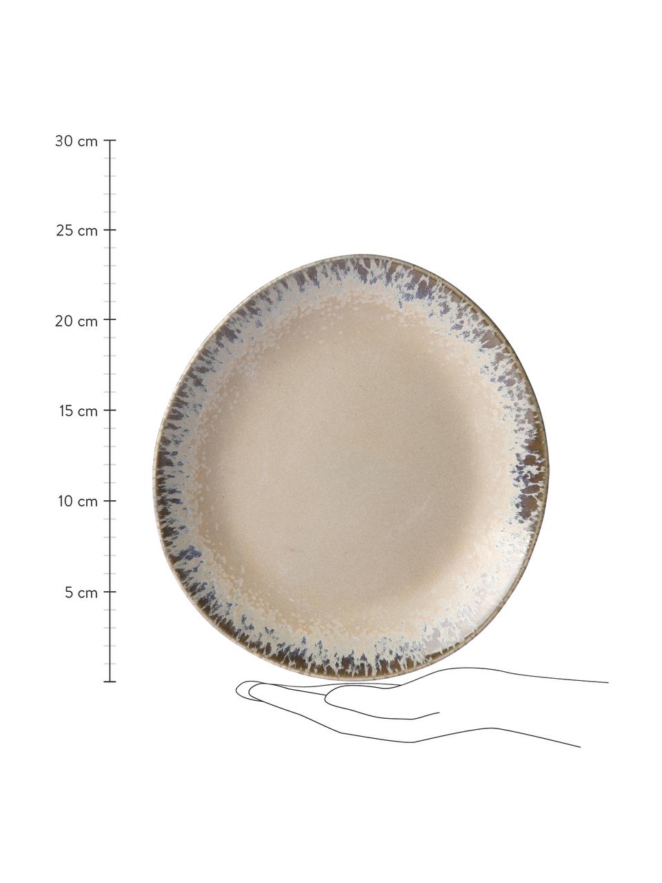 Ručne vyrobený raňajkový tanier 70's, 2 ks, Kamenina, Béžová, sivá, Ø 22 x V 2 cm