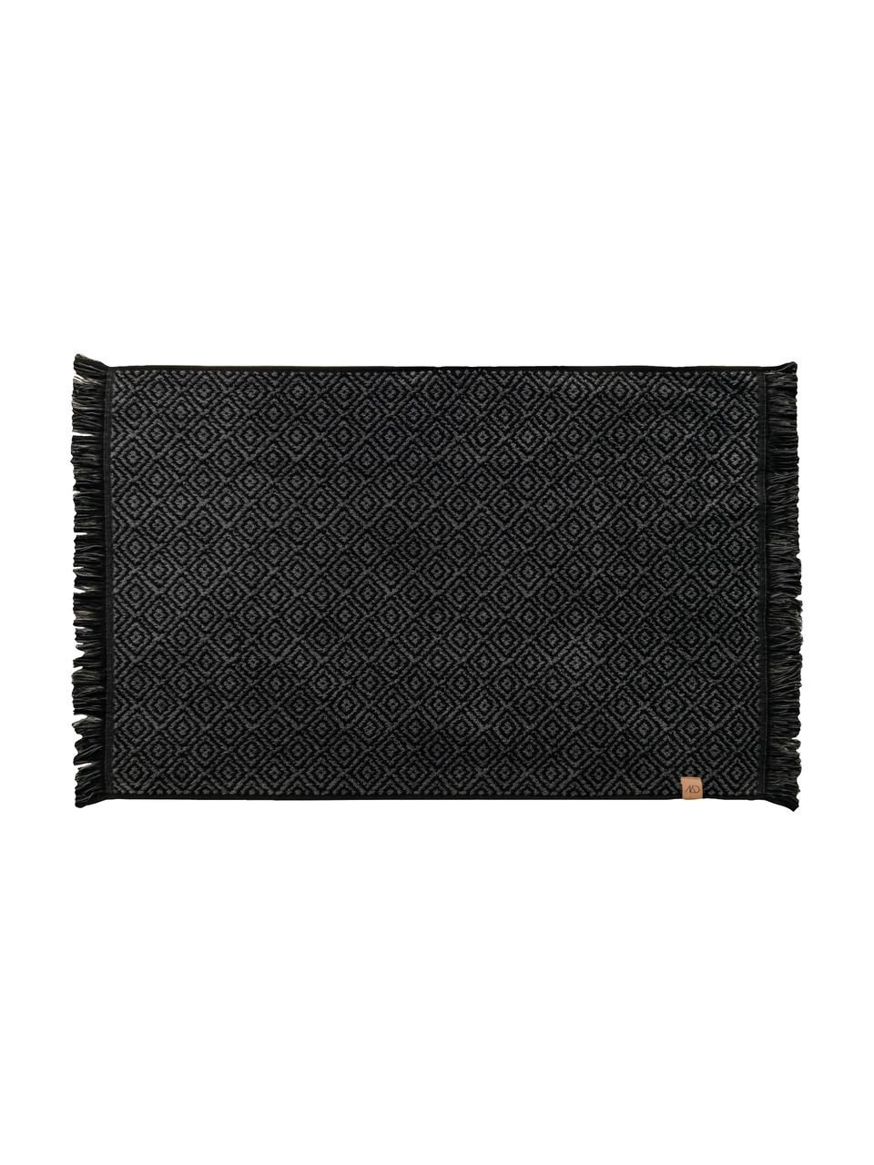 Tapis de bain noir/gris Marocco, Coton, Noir, gris, larg. 50 x long. 80 cm