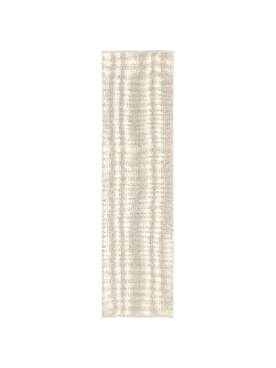 Tapis de couloir en laine tissé main Amaro, Beige, blanc crème, larg. 80 x long. 200 cm