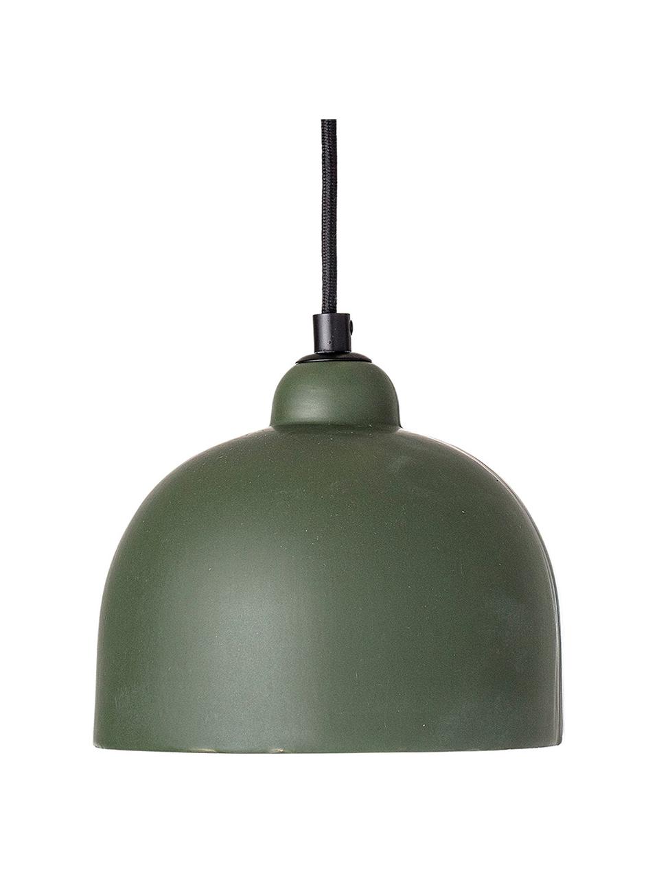 Lámpara de techo pequeña de gres Stina, Pantalla: gres, Anclaje: metal recubierto, Cable: cubierto en tela, Verde, Ø 18 x Al 16 cm