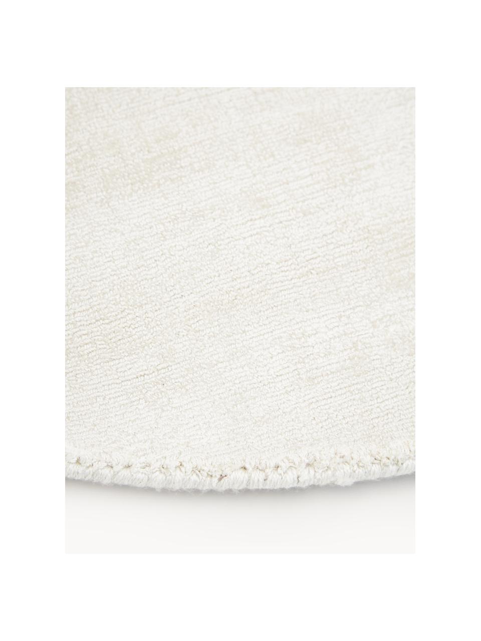 Tapis rond en viscose tissé main Jane, 100 % viscose, Blanc cassé, Ø 300 cm (taille XXL)