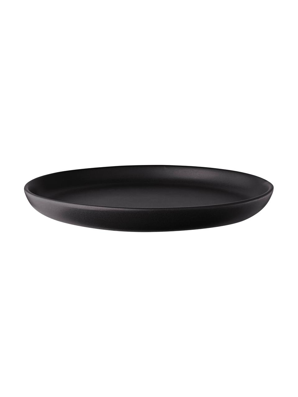 Platos postre de gres Nordic Kitchen, 4 uds., Gres, Negro mate, Ø 21 cm