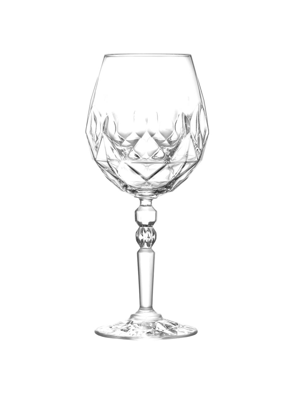 Copas de vino tinto de cristal con relieve Calicia, 6 uds., Cristal Luxion, Transparente, Ø 10 x Al 23 cm, 530 ml