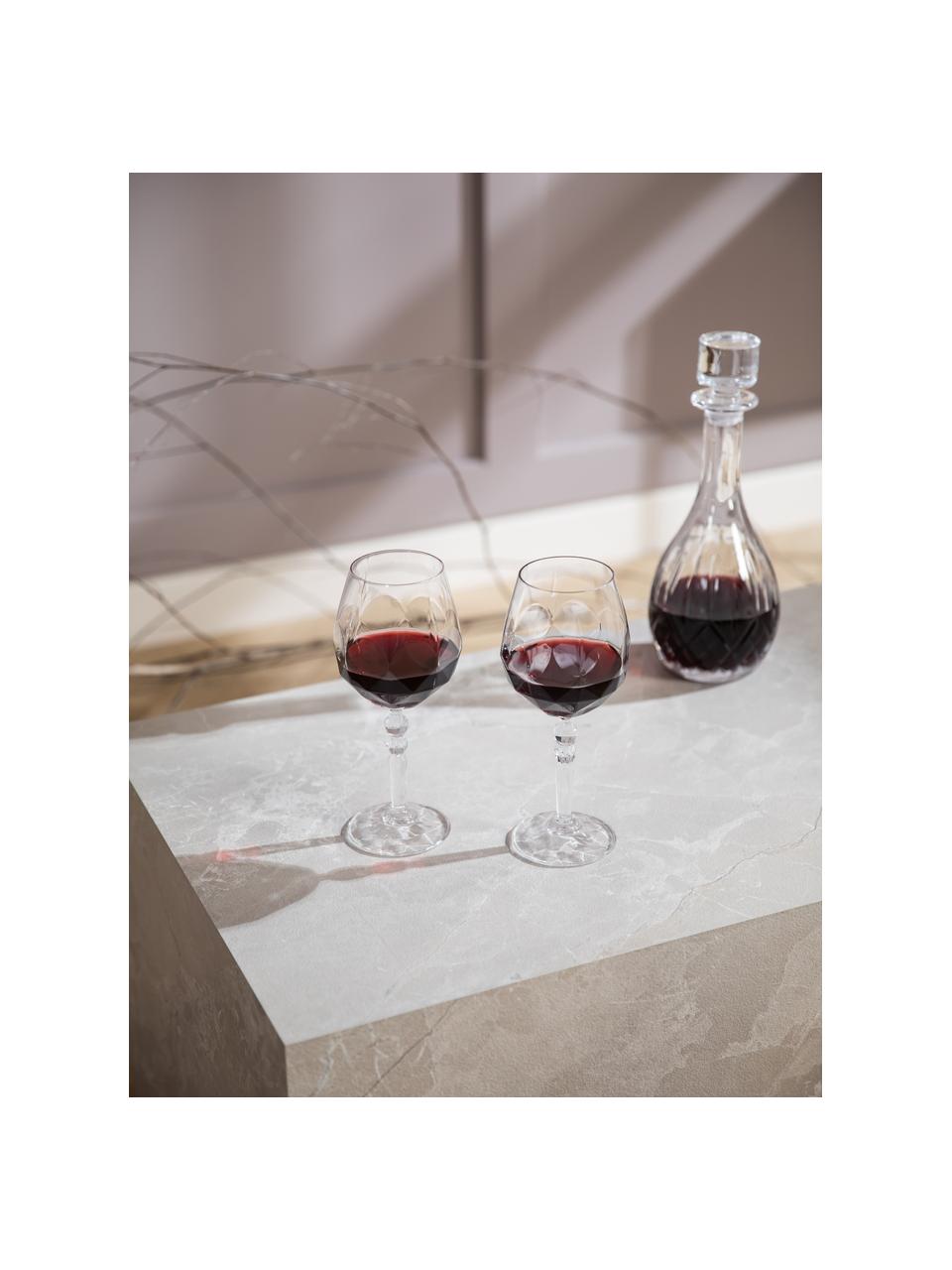 Krištáľové poháre na červené víno s reliéfnym vzorom Calicia, 6 ks, Krištáľové sklo Luxion, Priehľadná, Ø 10 x V 23 cm, 530 ml
