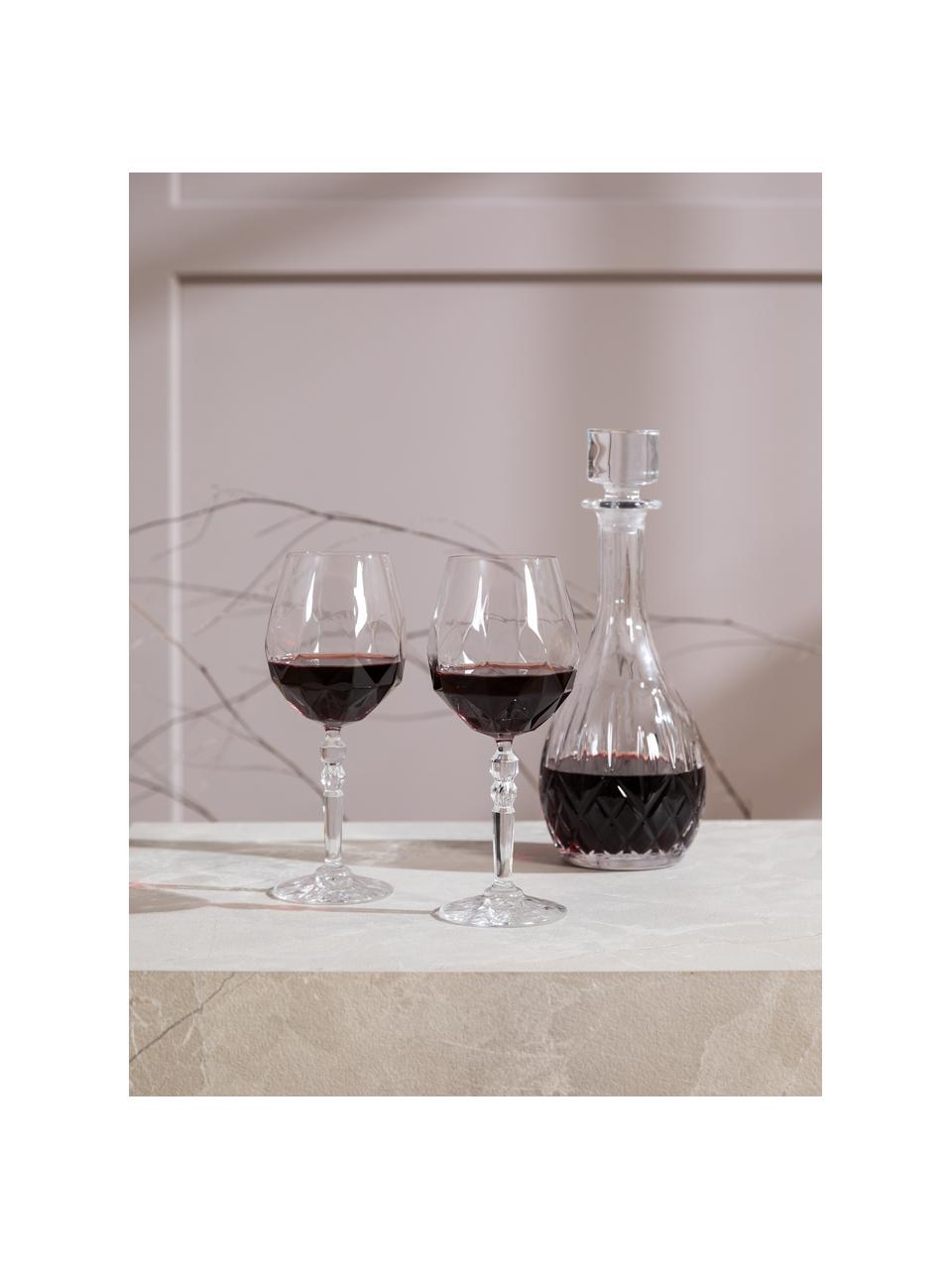 Copas de vino tinto de cristal con relieve Calicia, 6 uds., Cristal Luxion, Transparente, Ø 10 x Al 23 cm, 530 ml