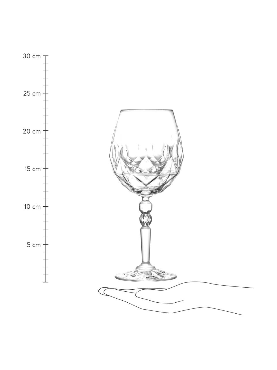 Copas de vino tinto de cristal con relieve Calicia, 6 uds., Cristal Luxion, Transparente, Ø 10 x Al 23 cm, 530 ml