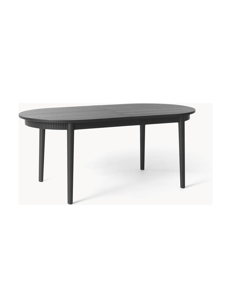 Table extensible Calary, 180 - 230 x 92 cm, Bois de chêne noir laqué, larg. 180 - 230 x prof. 92 cm