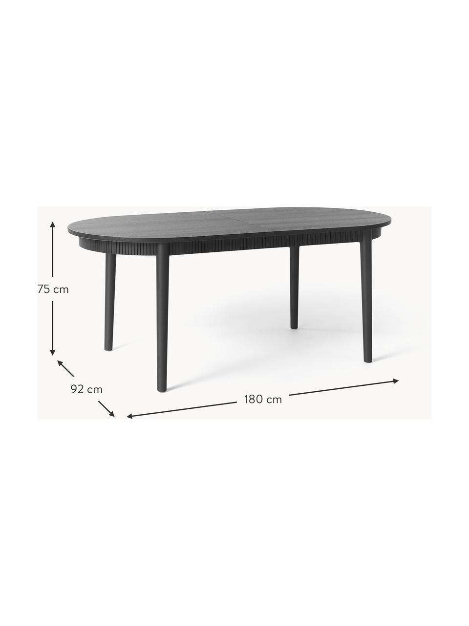 Rozkládací jídelní stůl z dubového dřeva Calary, Černá, Š 180/230 cm, H 92 cm