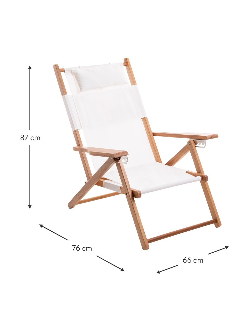 Leżak składany Tommy, Stelaż: drewno naturalne, Jasne drewno naturalne, biały, S 66 x W 87 cm