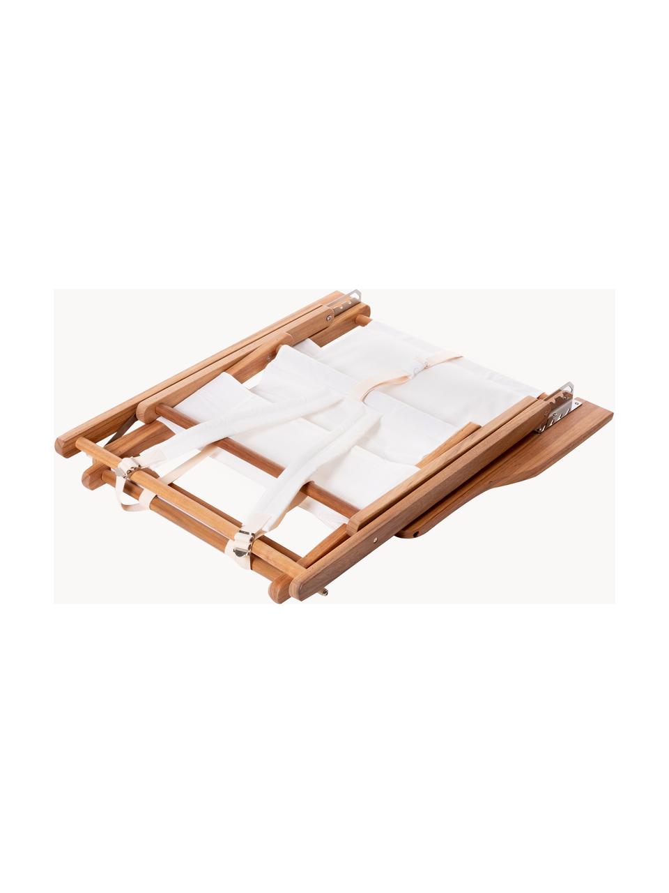 Skládací lehátko s třásněmi Sling, Bílá, teakové dřevo, Š 66 cm, V 87 cm
