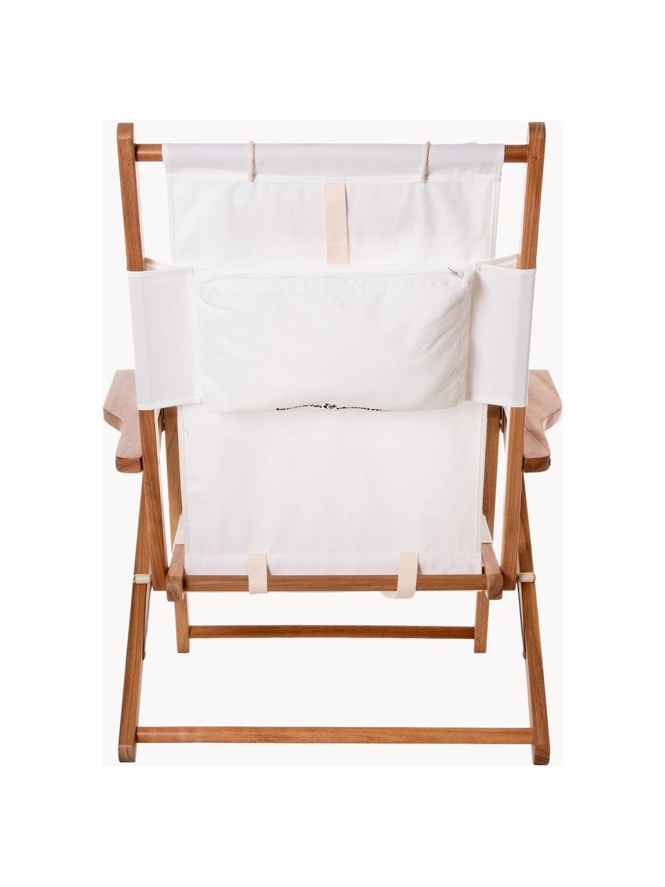 Transat pliant Tommy, Blanc, bois de teck, larg. 66 x haut. 87 cm