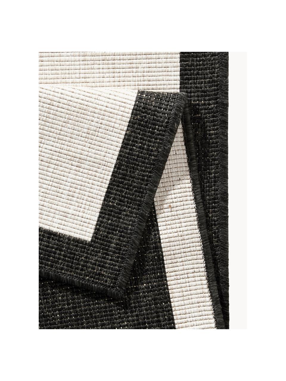 Alfombra reversible de interior/exterior Panama, Negro, crema, An 80 x L 350 cm