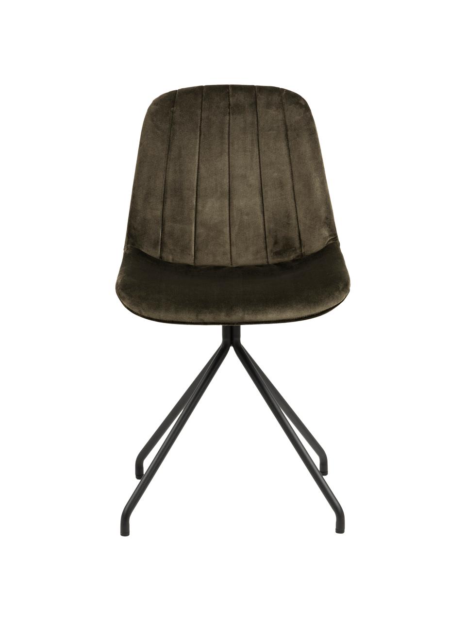 Krzesło tapicerowane z aksamitu Eva, Tapicerka: aksamit poliestrowy Dzięk, Nogi: metal lakierowany, Ciemny zielony, czarny, S 54 x G 47 cm