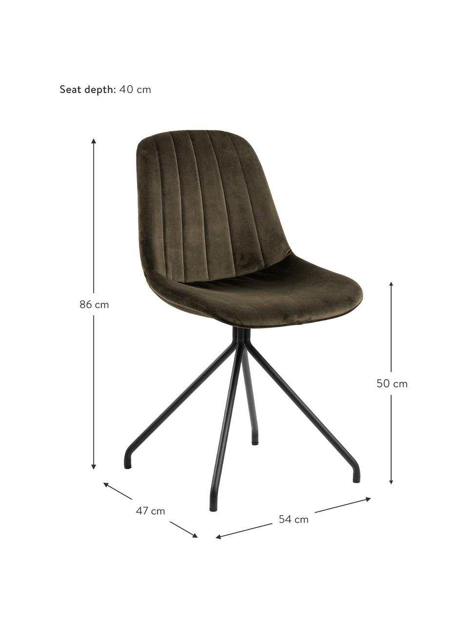 Krzesło tapicerowane z aksamitu Eva, Tapicerka: aksamit poliestrowy Dzięk, Nogi: metal lakierowany, Ciemny zielony, czarny, S 54 x G 47 cm