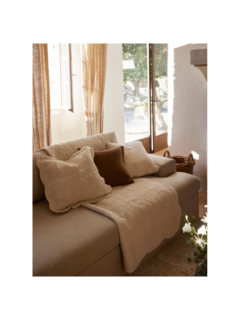 Canapé modulable 4 places avec revêtement amovible Russell, Tissu gris, larg. 309 x prof. 103 cm