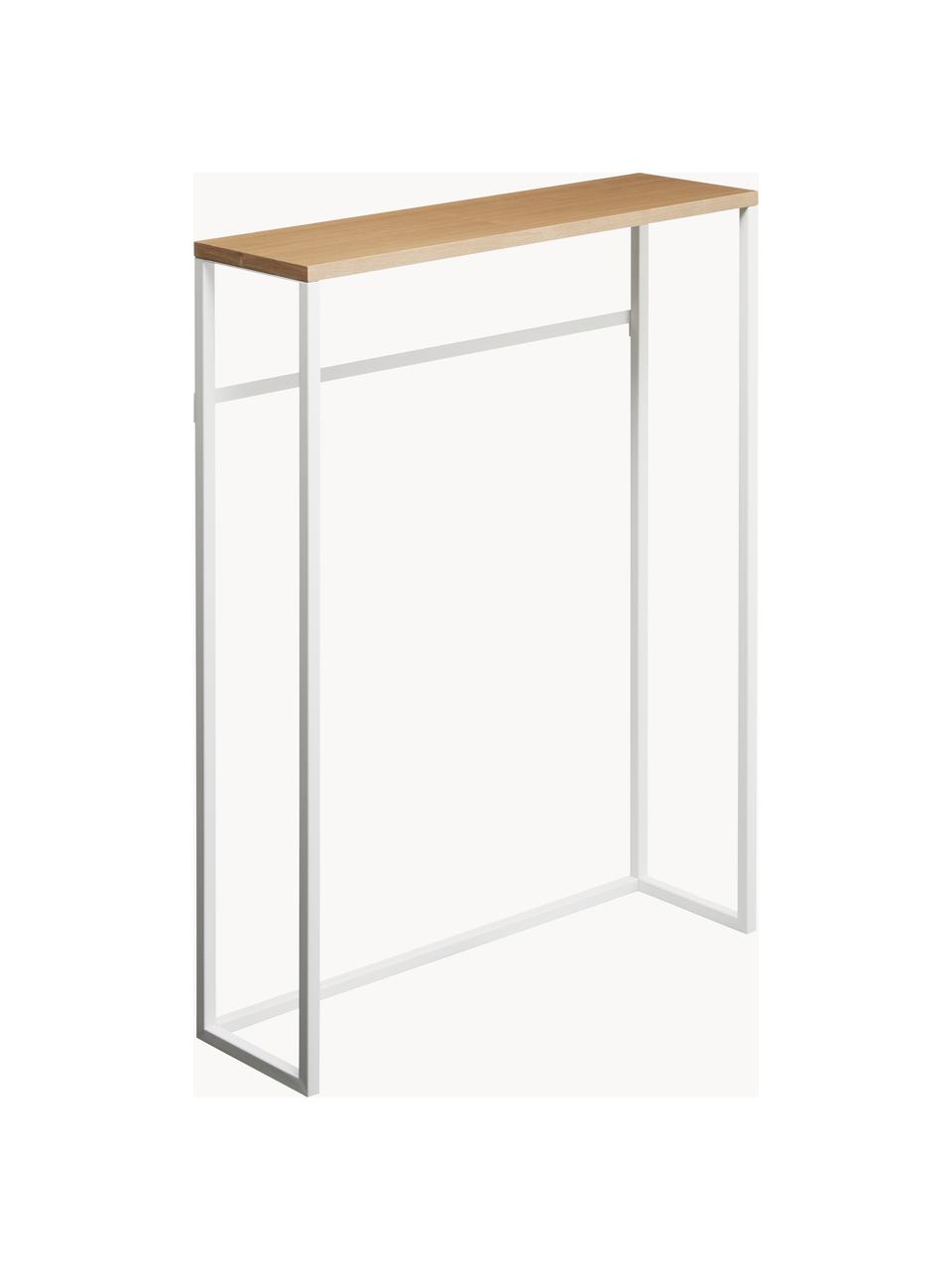 Smalle wandtafel Tower, Frame: gepoedercoat staal, Tafelblad: hout, Wit, helder hout, B 60 x H 81 cm