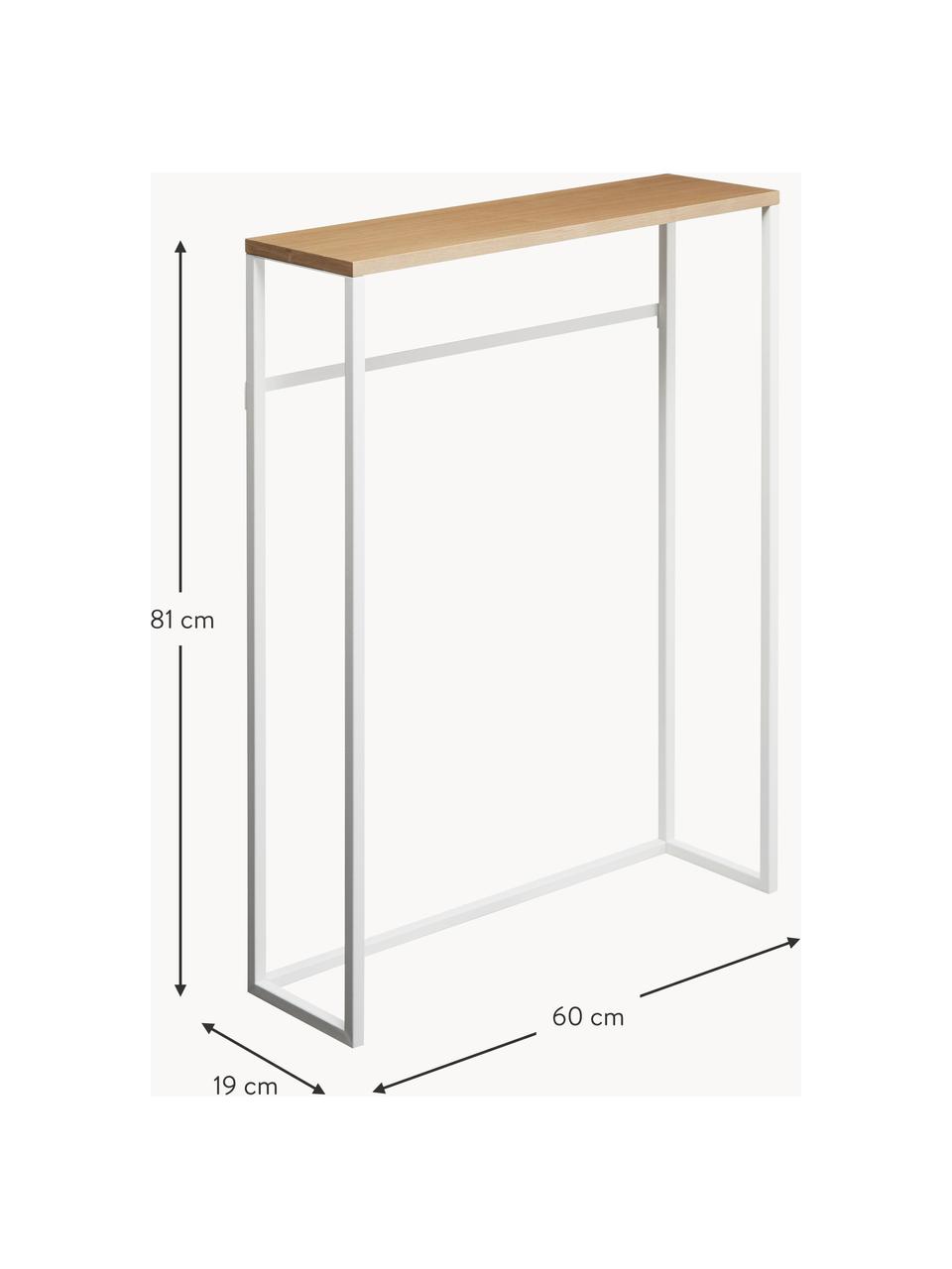 Console étroite Tower, Blanc, bois clair, larg. 60 x prof. 81 cm