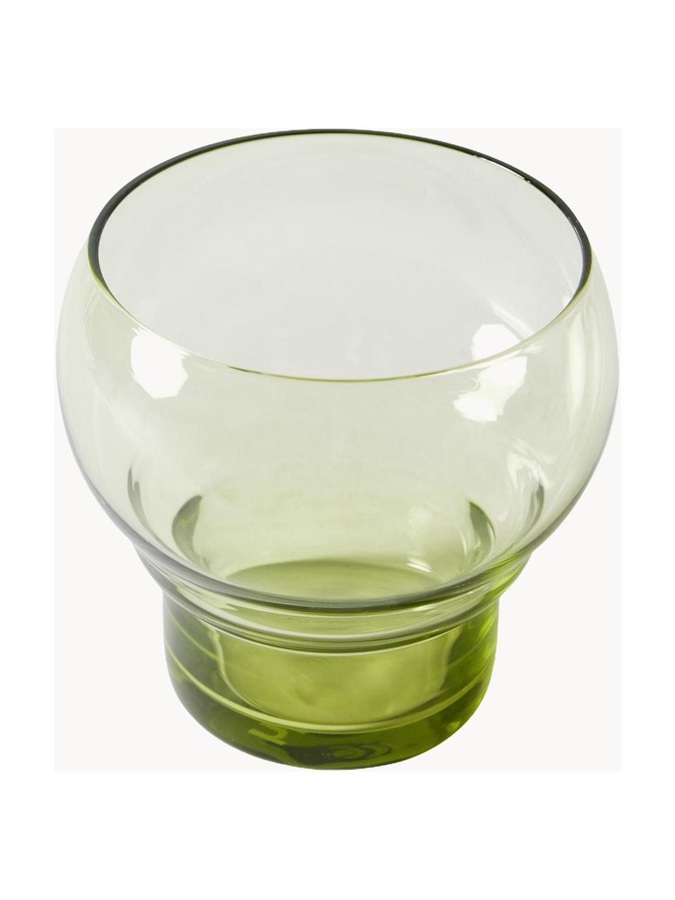 Handgemachte Gläser 70's, 4 Stück, Glas, Hellgrün, transparent, Ø 9 x H 8 cm, 270 ml