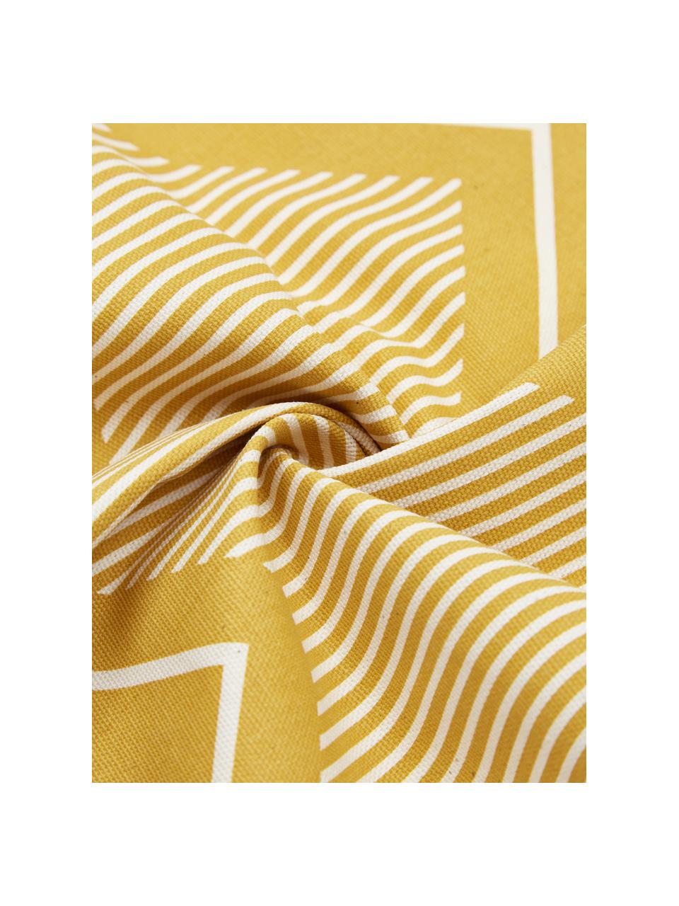 Housse de coussin 45x45 jaune Indy, 100 % coton, Blanc & jaune, à imprimé, larg. 45 x long. 45 cm