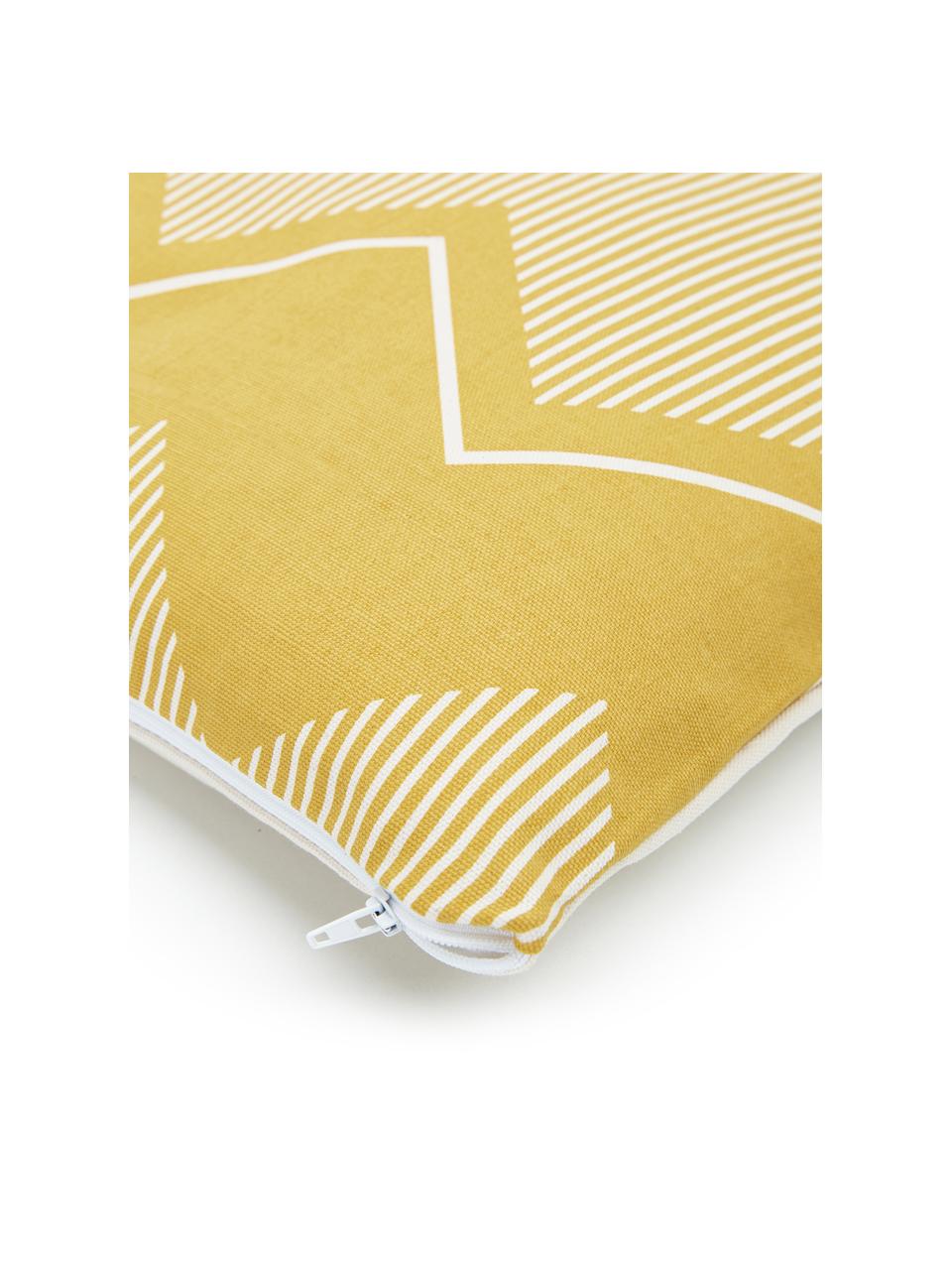 Housse de coussin 45x45 jaune Indy, 100 % coton, Blanc & jaune, à imprimé, larg. 45 x long. 45 cm