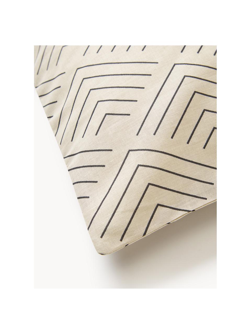 Taie d'oreiller en coton à motif graphique Milano, Beige, larg. 50 x long. 70 cm