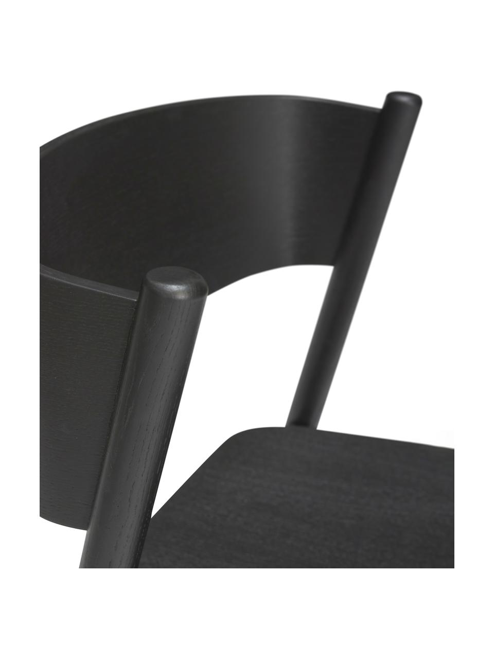 Tabouret de bar Oblique, Bois de hêtre, placage en bois de chêne, bois de chêne, Bois de chêne, noir laqué, larg. 50 x haut. 103 cm