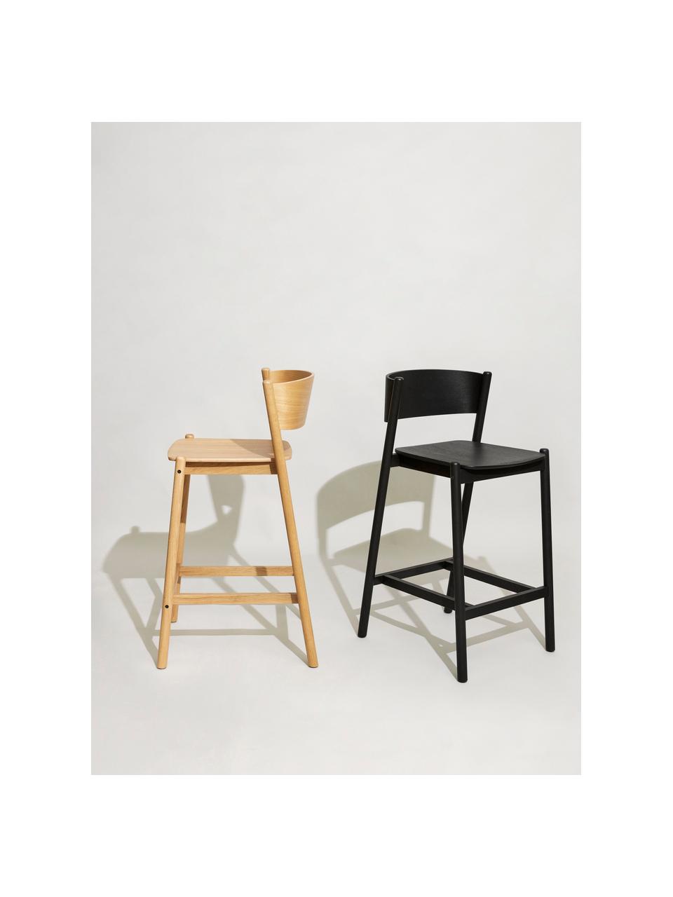Barová židle Oblique, Dubové dřevo, černě lakované, Š 50 cm, V 103 cm