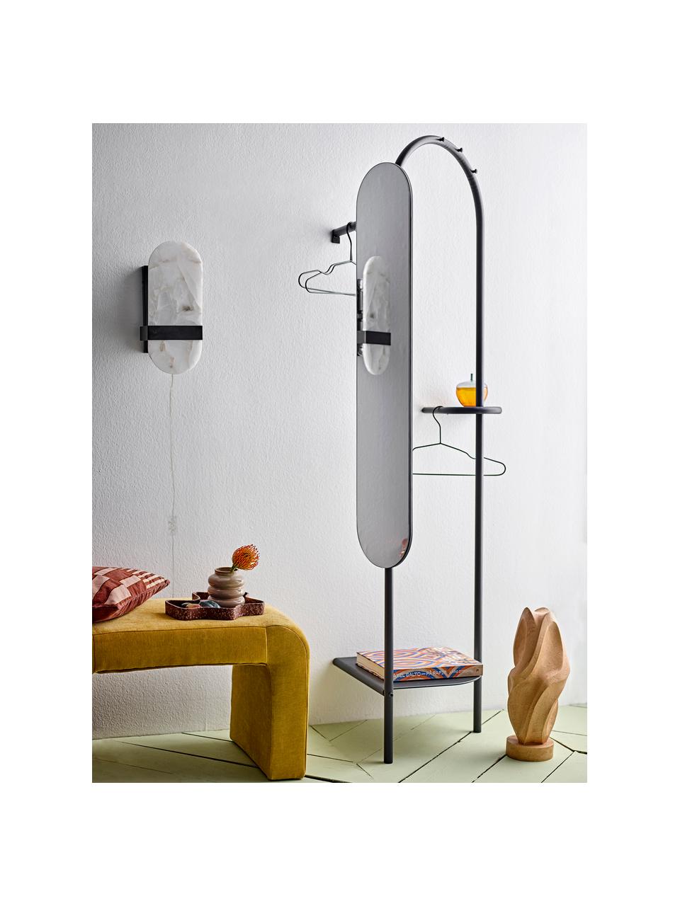 Meuble d'entrée avec miroir orientable Belen, Noir, larg. 58 x haut. 185 cm