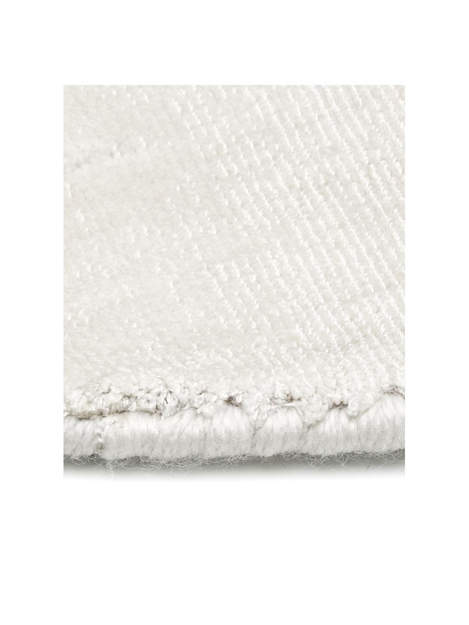 Rond viscose vloerkleed Jane, handgeweven, Onderzijde: 100% katoen Het in dit pr, Ivoorkleurig, Ø 250 cm (maat XL)