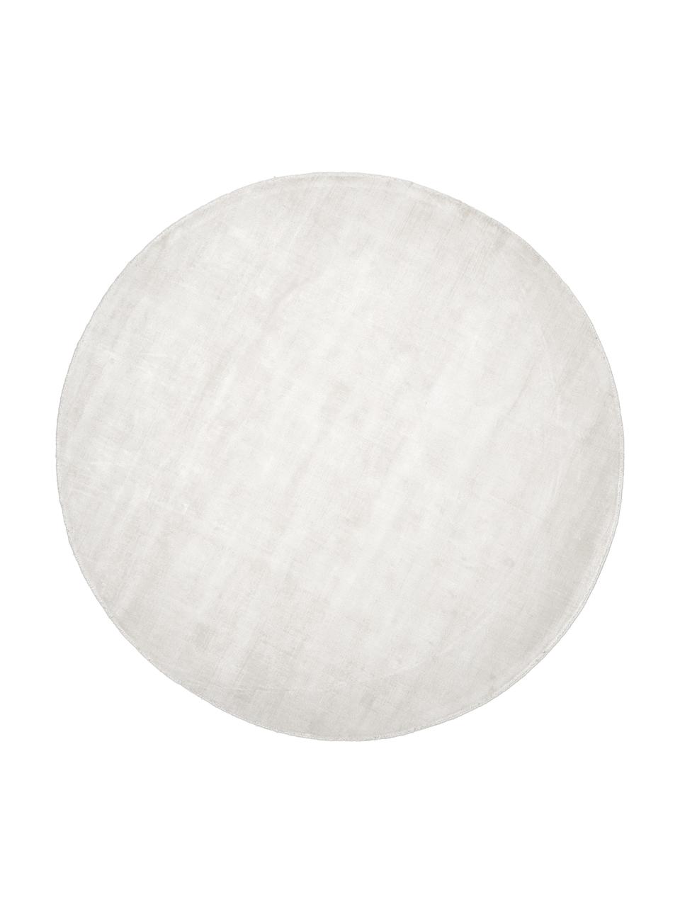 Rond viscose vloerkleed Jane, handgeweven, Onderzijde: 100% katoen Het in dit pr, Ivoorkleurig, Ø 250 cm (maat XL)