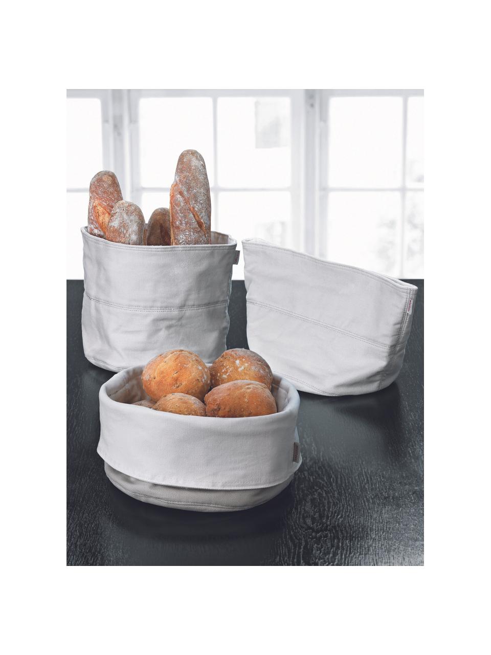 Corbeille à pain en lin Oleg, 100% coton de lin, Couleur sable, blanc, Ø 23 x haut. 21 cm