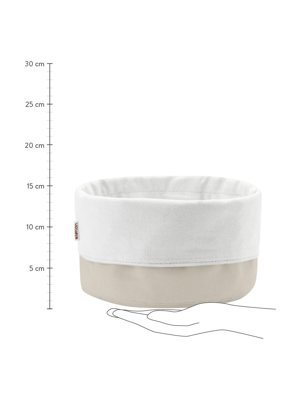 Corbeille à pain en lin Oleg, 100% coton de lin, Couleur sable, blanc, Ø 23 x haut. 21 cm