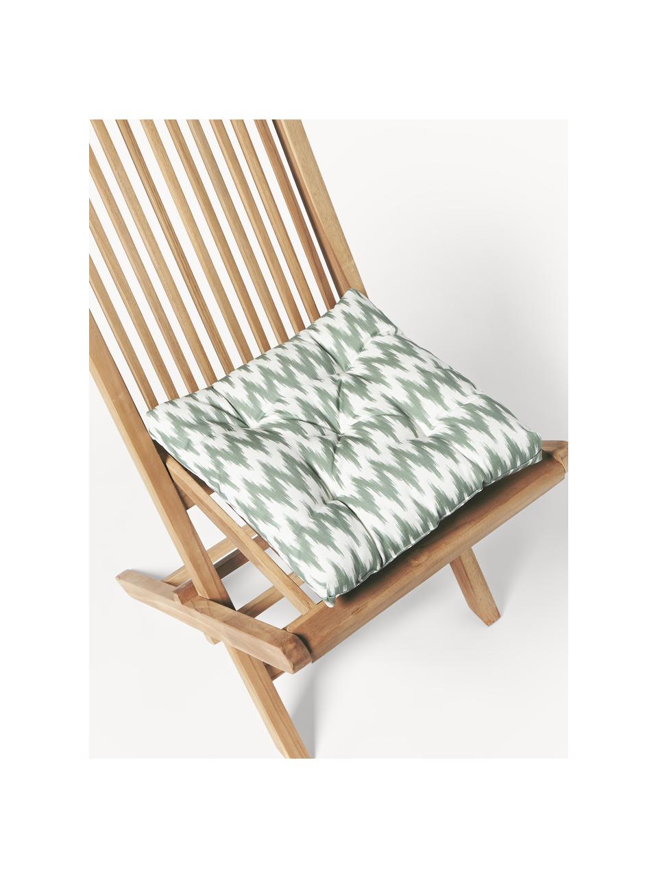 Coussin d'assise de jardin motif ikat Maillot, 100 % acrylique

Le matériau est certifié STANDARD 100 OEKO-TEX®, 2016OK0494, Vert sauge, larg. 40 x long. 40 cm