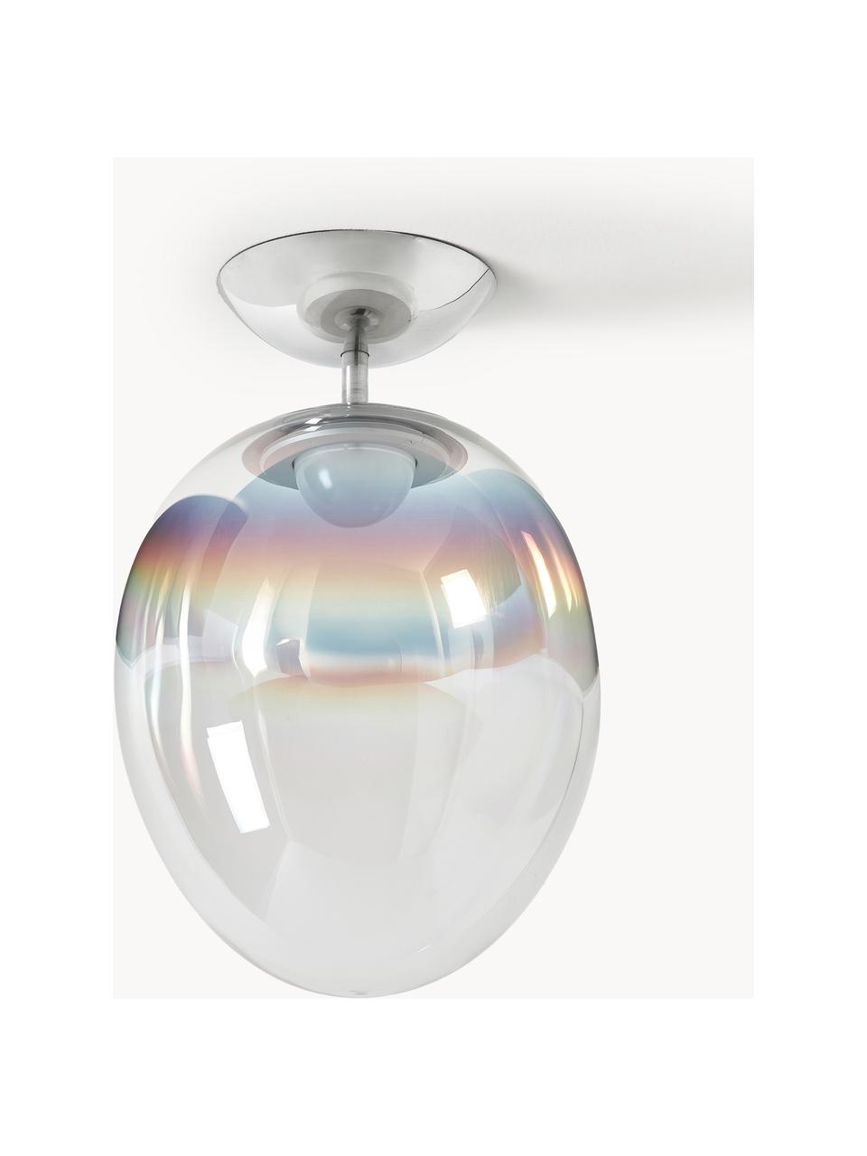 Lampa sufitowa LED ze szkła dmuchanego z funkcją przyciemniania Stellar Nebula, Transparentny opalizujący, odcienie srebrnego, Ø 30 x W 37 cm