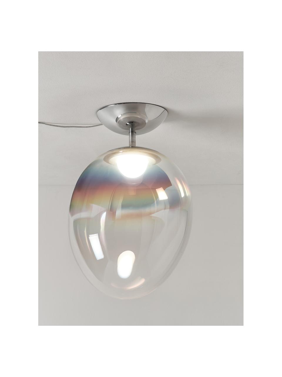 Lampa sufitowa LED ze szkła dmuchanego z funkcją przyciemniania Stellar Nebula, Transparentny opalizujący, odcienie srebrnego, Ø 30 x W 37 cm