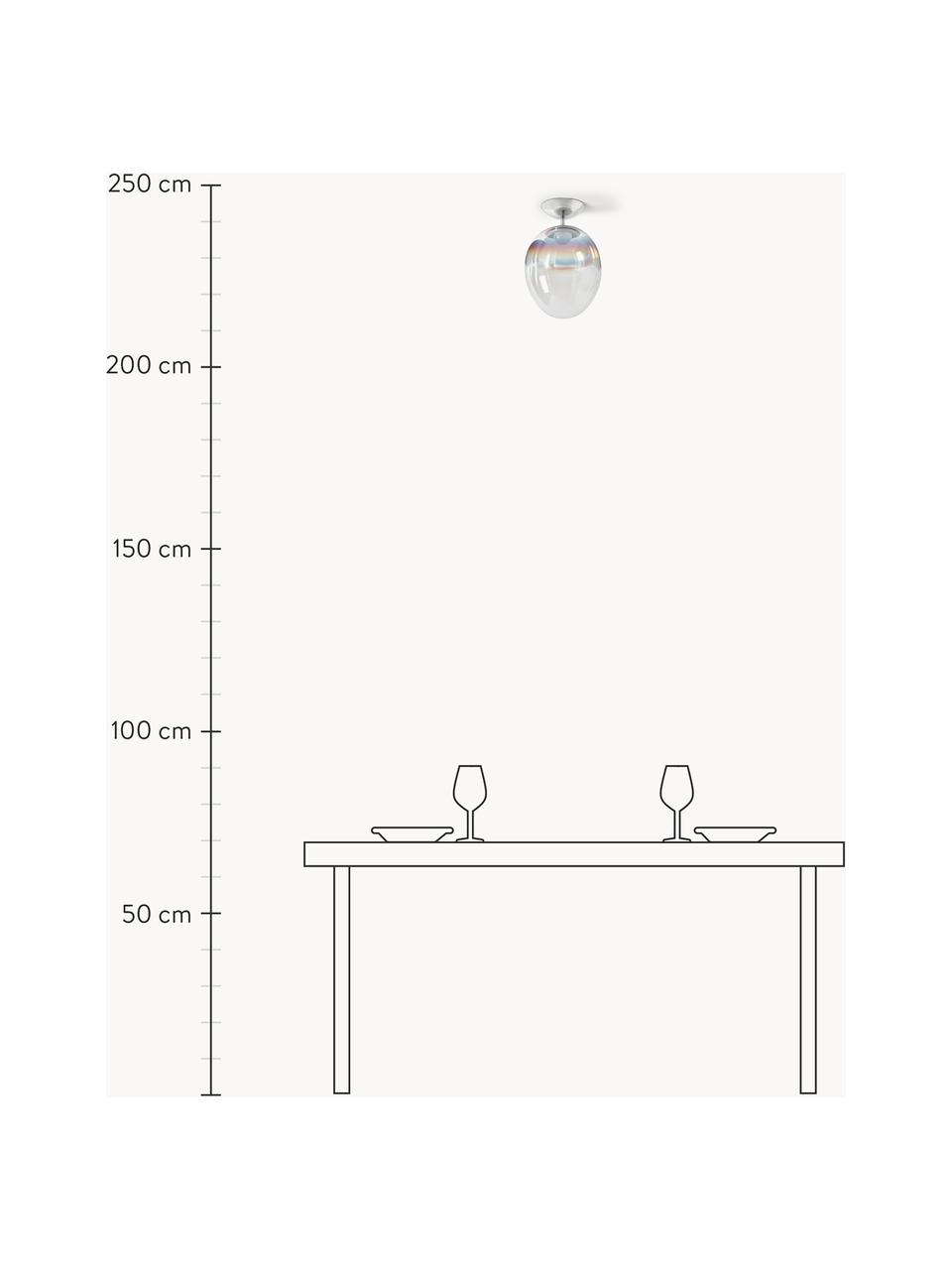 Mundgeblasene LED-Deckenleuchte Stellar Nebula, dimmbar, Lampenschirm: Kristallglas, mundgeblase, Baldachin: Stahl, Aluminium, beschic, Transparent irisierend, Silberfarben, Ø 30 x H 37 cm