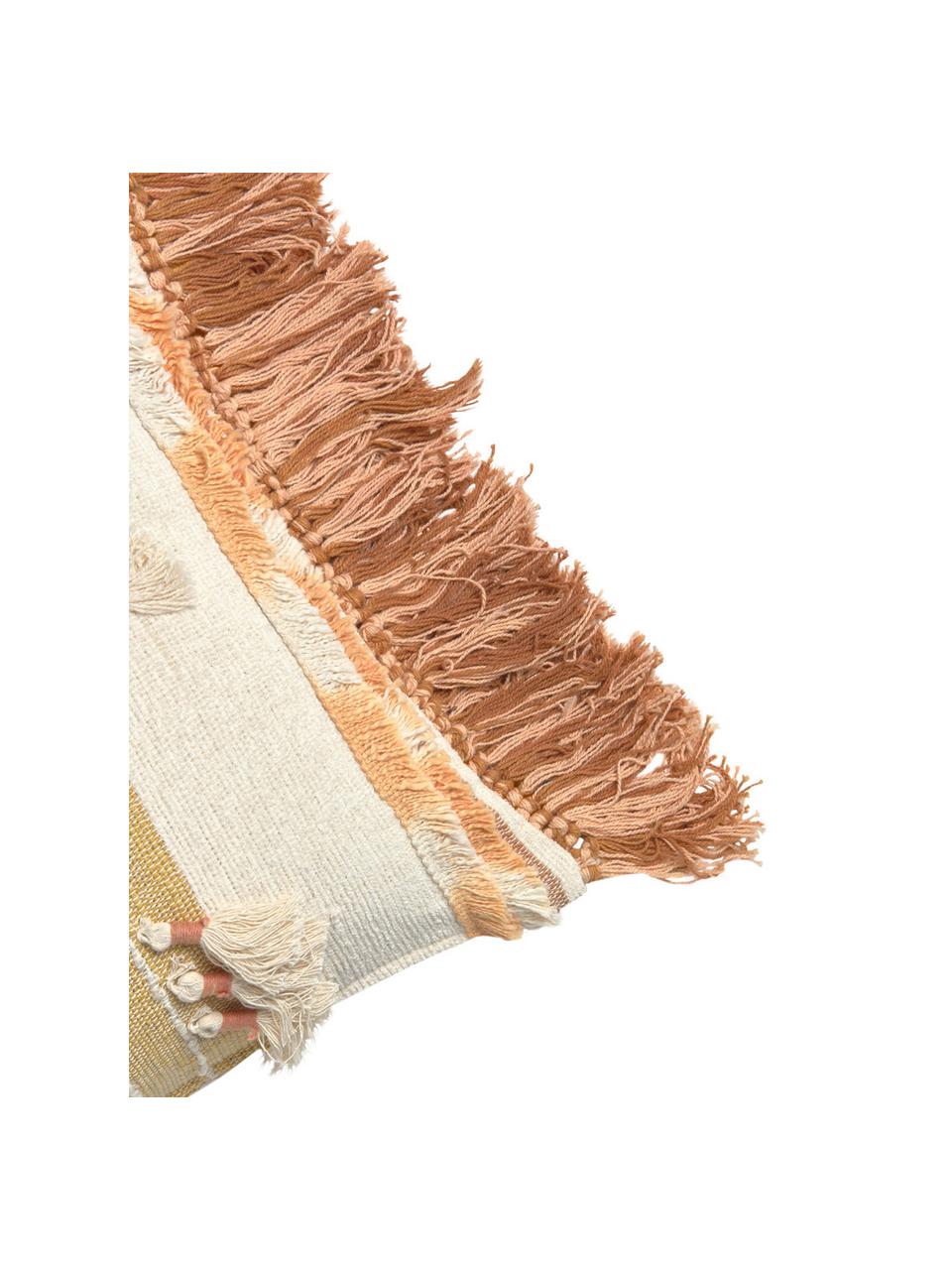 Boho Kissenhülle Colors mit Fransen und Verzierungen, 100% Baumwolle, Mehrfarbig, 45 x 45 cm