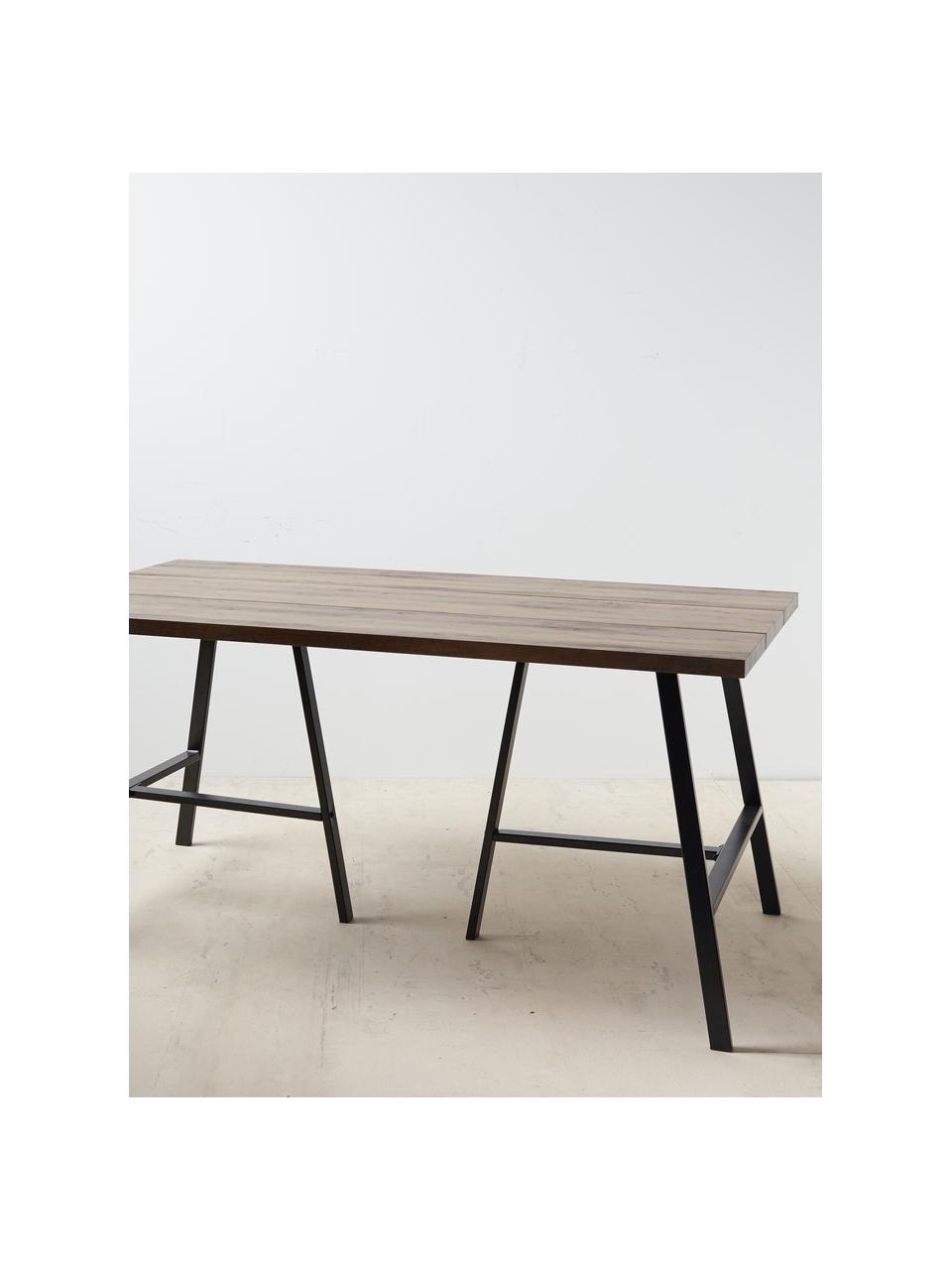 Eettafel Dinni, 160 x 90 cm, Tafelblad: MDF, Poten: gecoat metaal, Bruin, zwart, B 160 x D 90 cm